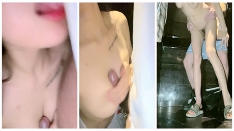 极品户外一姐【你好迷人】戴着跳蛋勾搭吃宵夜小哥哥打炮，一路潮吹喷水情趣制服在酒吧厕所开战