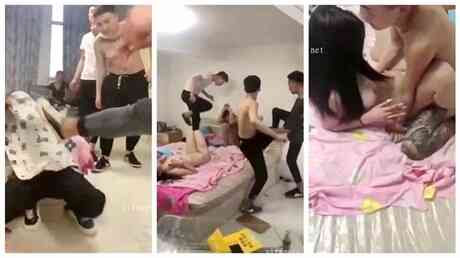 青年男女抓奸为名殴打并强迫发生性关系，非常脑残还摆poss自拍发圈