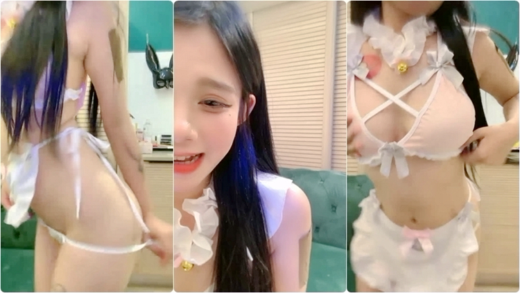 顶级尤物！网红美少女首秀！女仆装D罩杯美乳，说话嗲嗲呻吟好听，特写视角，揉搓多毛骚穴