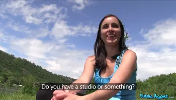 Slim Brunette Student Fucks In Field For Cash