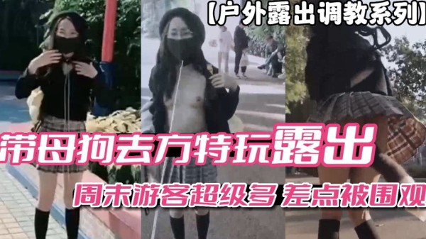 【户外露出调教系列】带母狗去方特玩露出周末游客多差点被围观-精品力荐