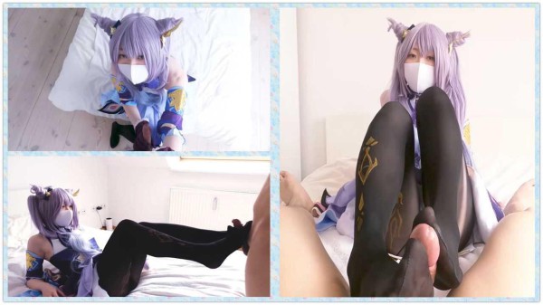 ①柚子猫最新cos原神刻晴超性感丝袜美腿足交太爽了