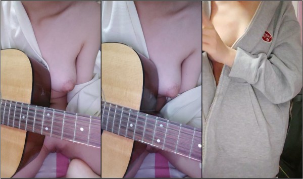 才艺美少女！露美乳边弹吉他边唱！顶级身材细腰大奶,一线天无毛馒头穴,超粉嫩极度诱惑